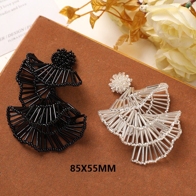 Supplier Wedding - Schwarze Glasperlen, Perlenfächer, baumelnder Anhänger, Verzierungszubehör,