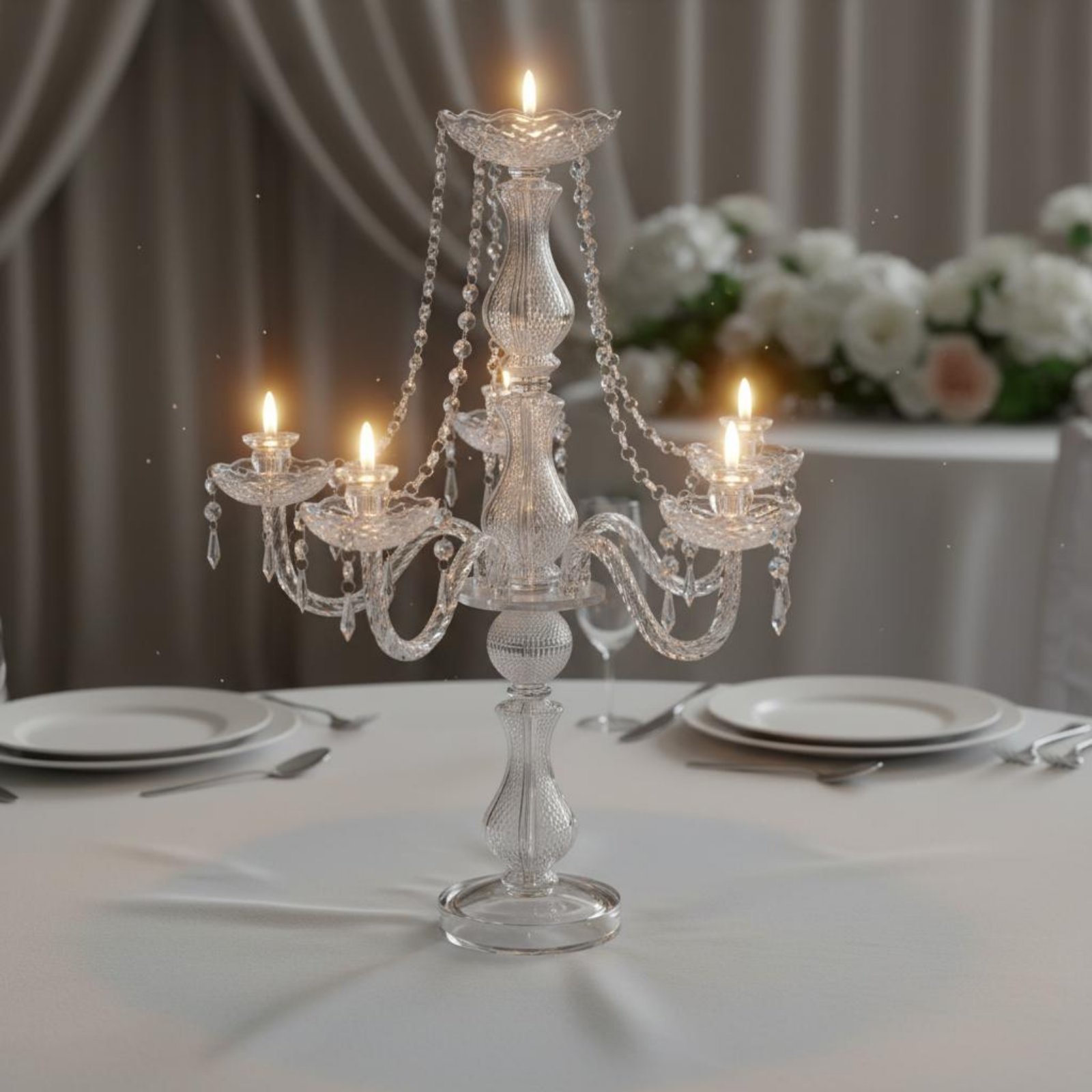 Wedding Decoration Supply - Kristall-Kerzenleuchter Eleganter Hochzeits-Kerzenständer Luxuriöses Design Glas-Kerzenhalter